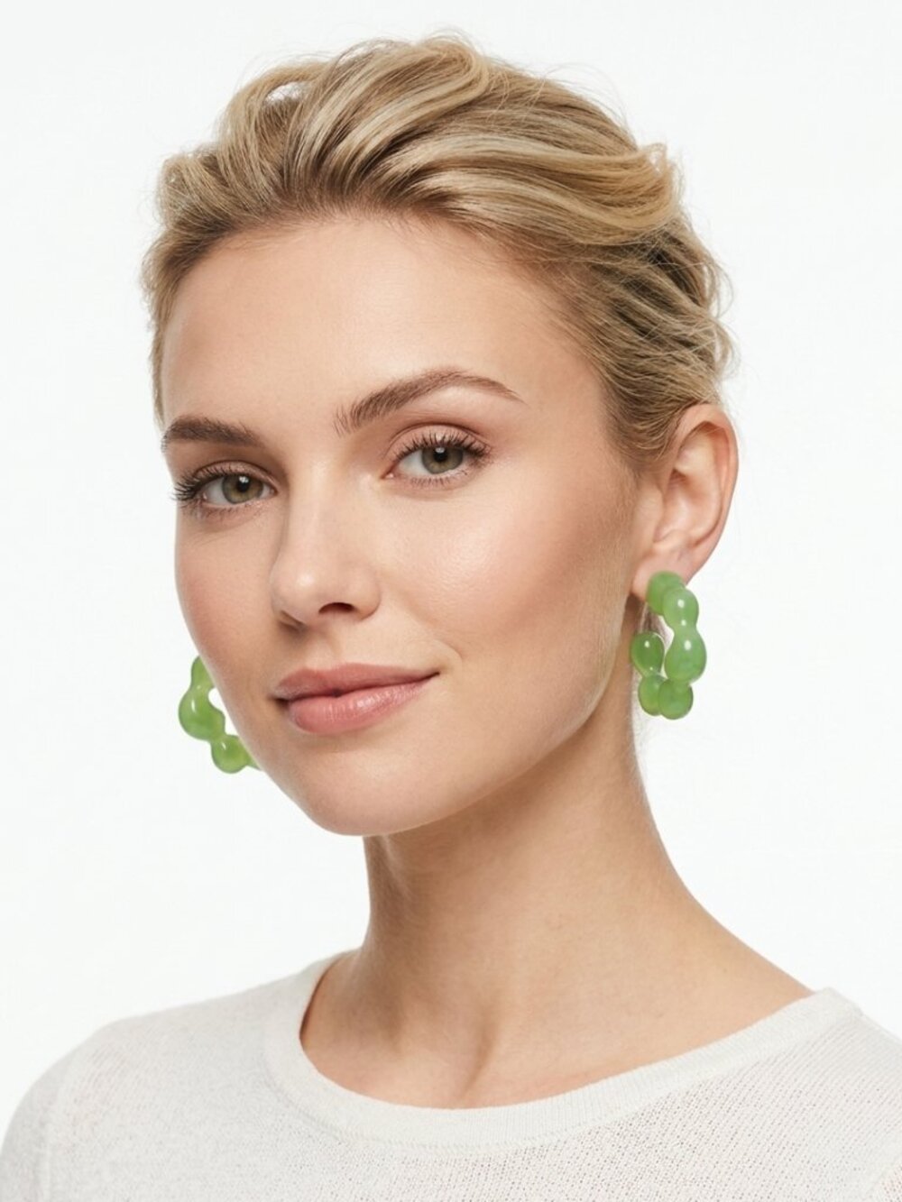 NWT Urban Outfitters Matcha Green Bubble Hoops Sculptural Y2K Resin Earrings